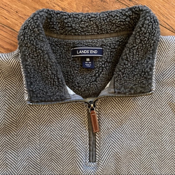 Lands End Men’s Pullover Sweater Medium Zip 38 40 - Picture 2 of 9
